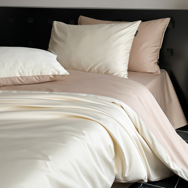 Cotton bed linen set, plain, satin weave