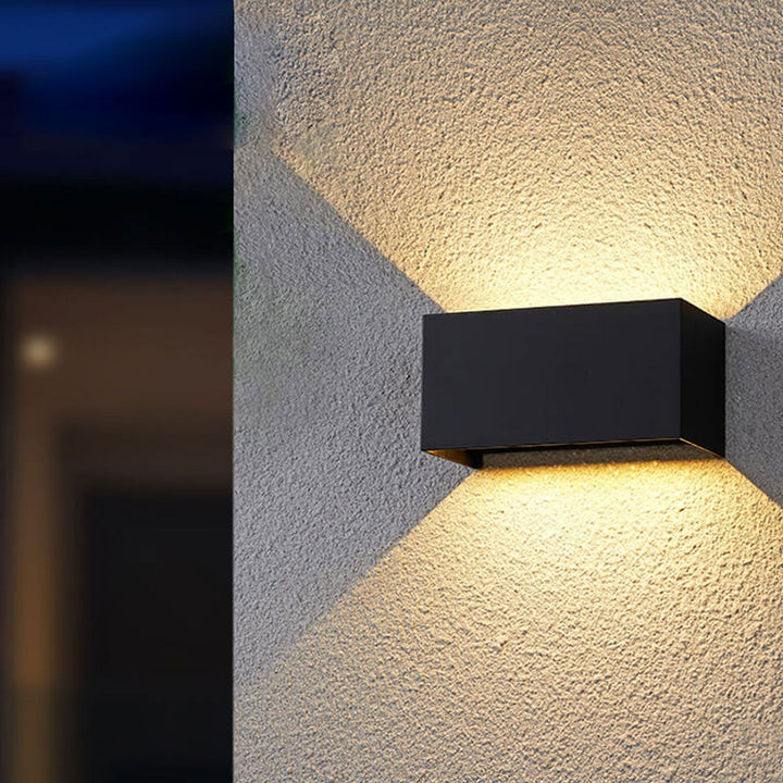 Modern Outdoor Waterproof Rectangular LED Up and Down Illuminated Outdoor Wall Sconce Lamp | Bowlift
