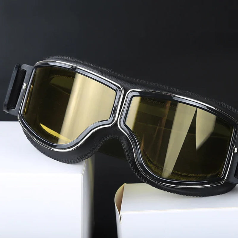 BowLift | RoadRider | Vintage Motorcycle Goggles with Interchangeable Lenses and Comfort Padding