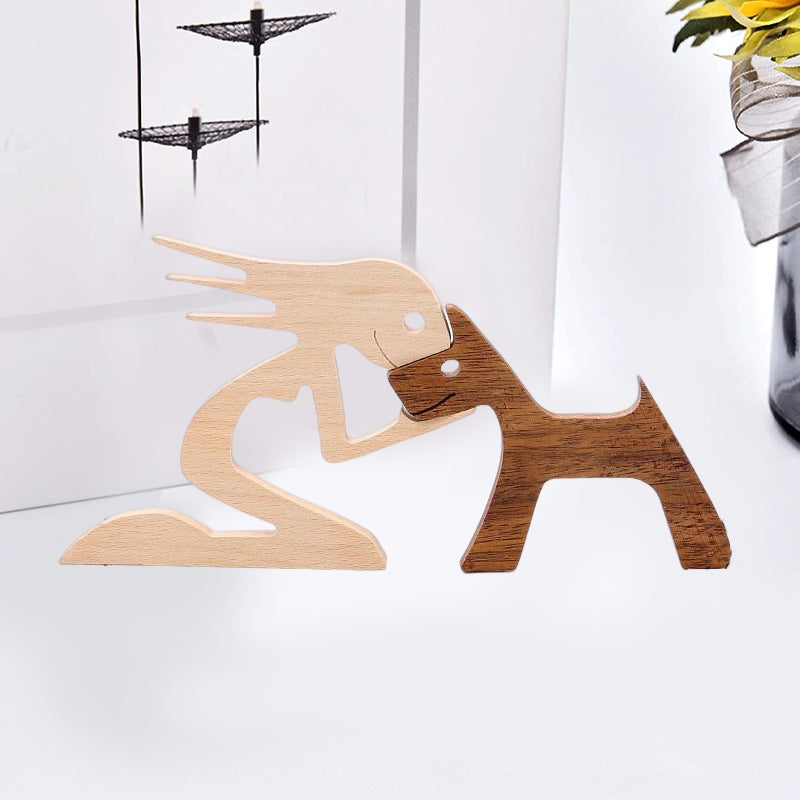 Gift For Pet Lovers - Wood Sculpture Table Ornaments - The Love Between You And Your Fur-Friend | Bowlift