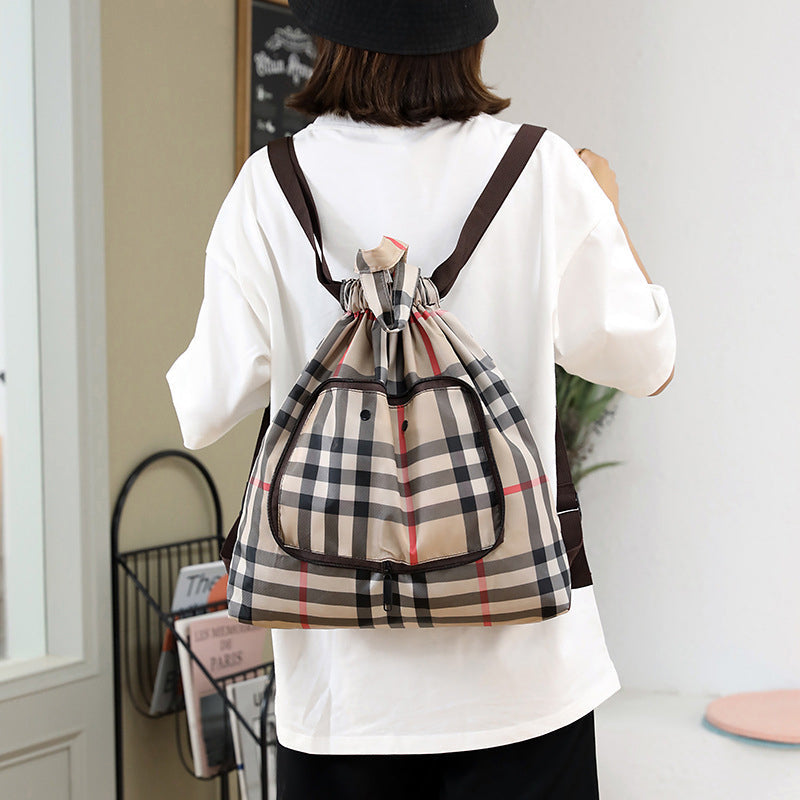 Foldable Printed Nylon Backpack with Drawstring | Bowlift
