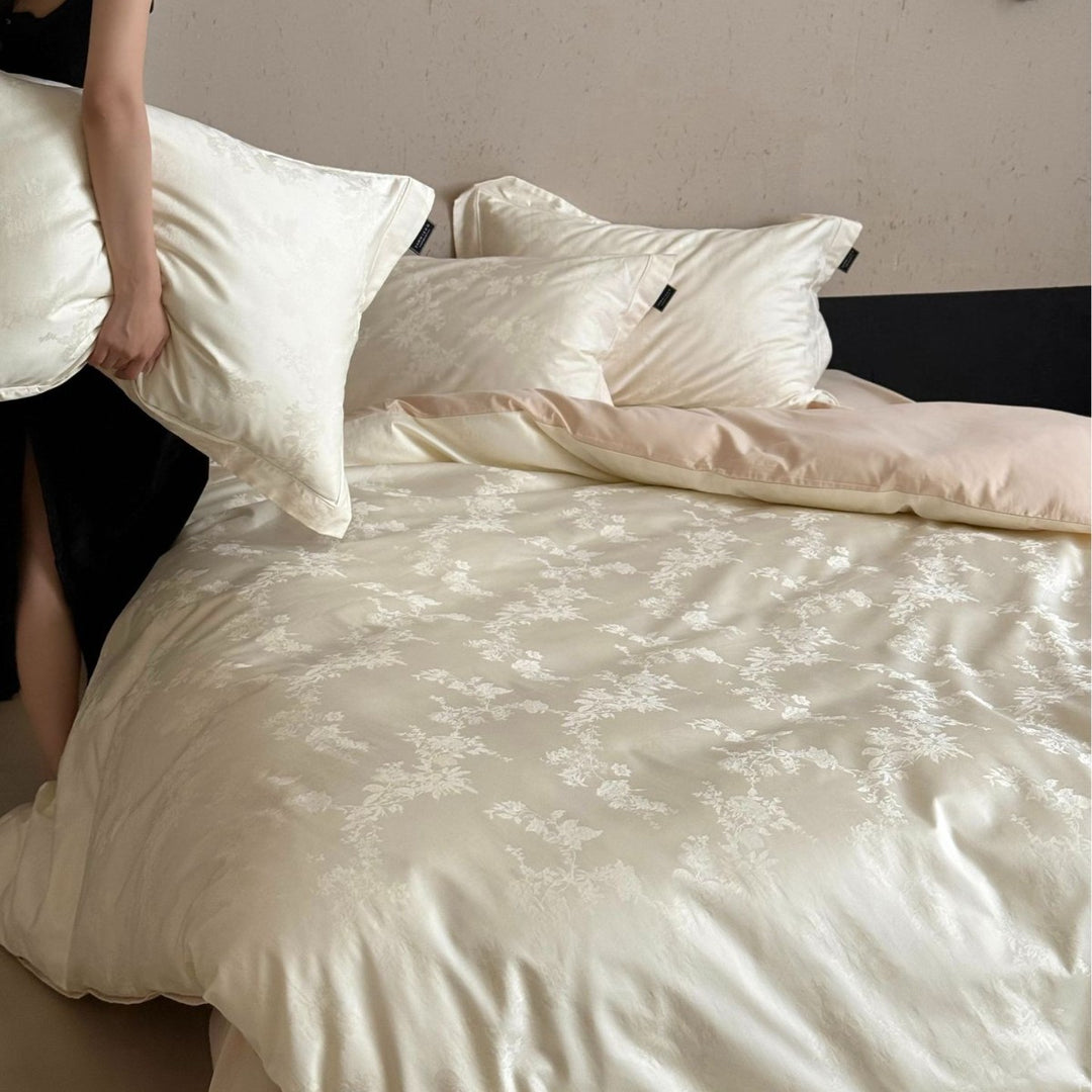 Cotton bedding set, 4-piece, long-staple cotton