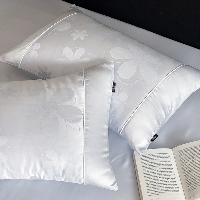Cotton cushion cover with jacquard embroidery