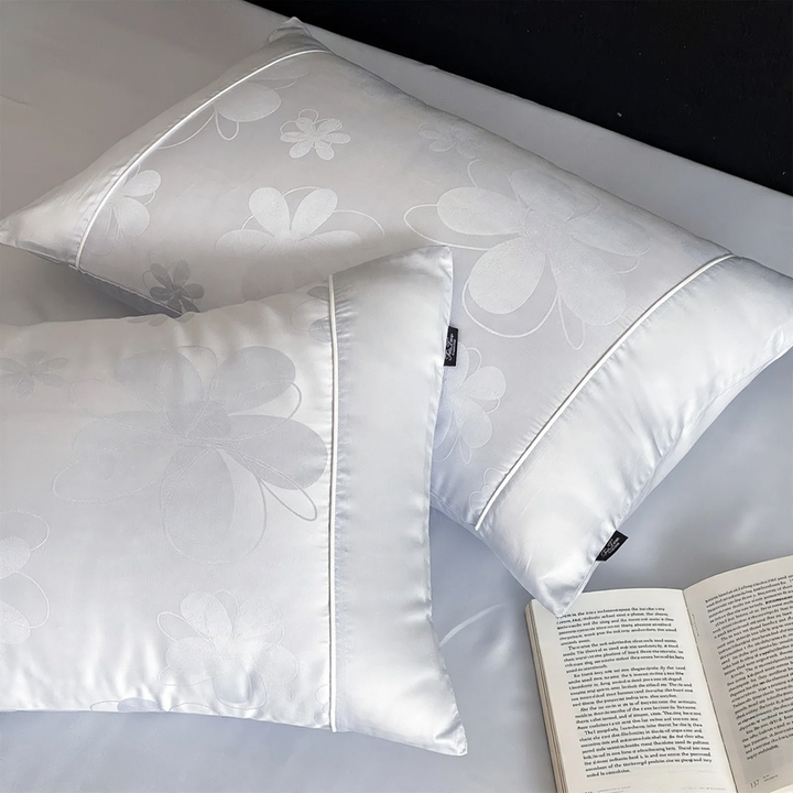 Cotton cushion cover with jacquard embroidery