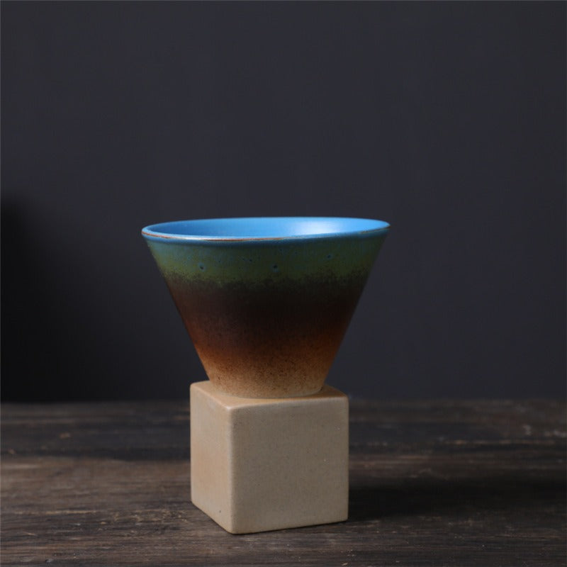 Coarse Pottery Coffee Mug with Base Conical Couture Cup & Base Set | Bowlift