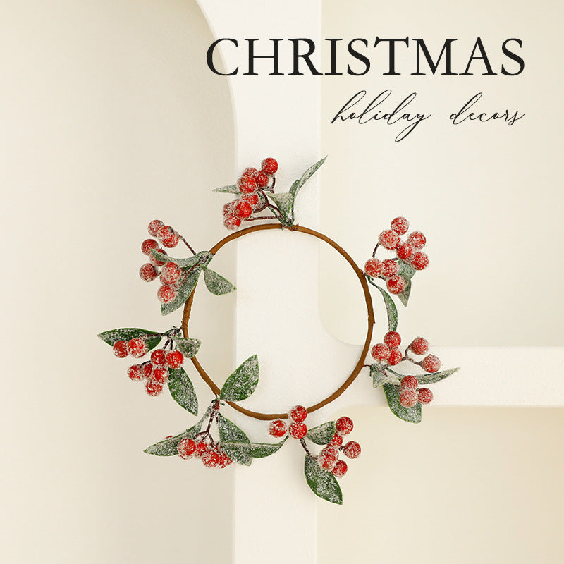 Christmas wreath with berries and pine needles