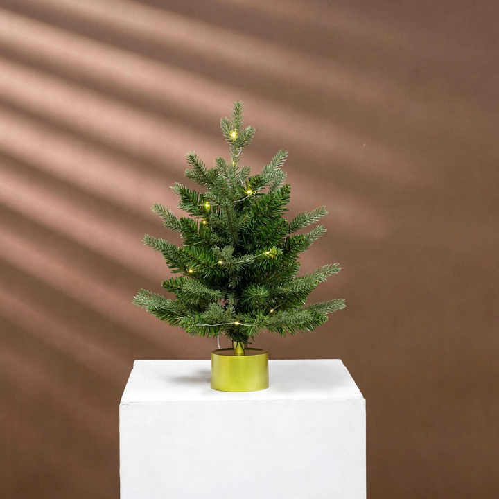 Decorative Christmas tree music box, 45 cm, with snow effect