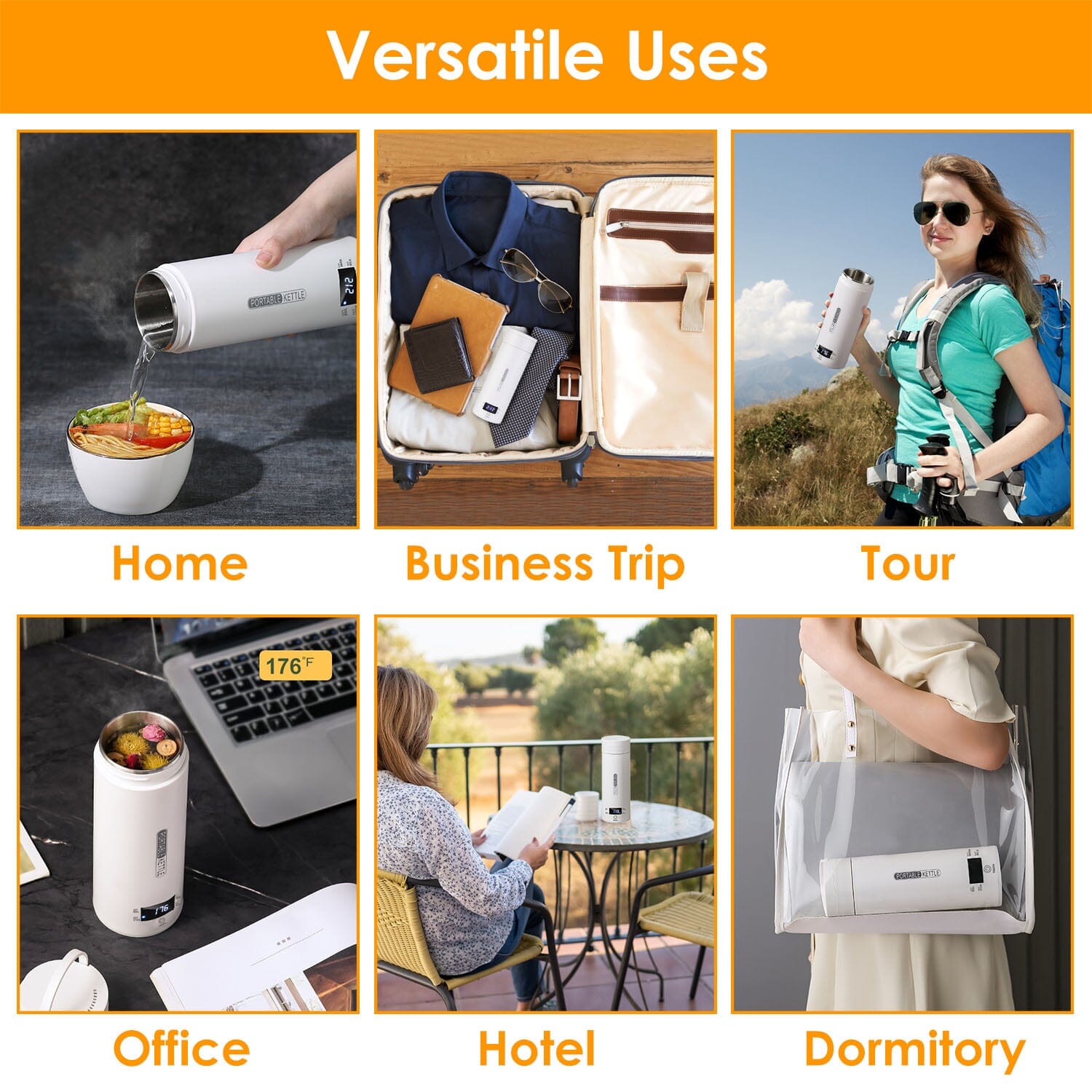 BowLift | 17Oz Stainless Steel Travel Electric Kettle with 4 Temperature Presets