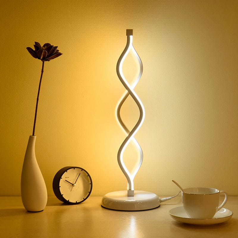 BowLift | Elegant White LED Spiral Table Lamp – Perfect for Stylish Spaces
