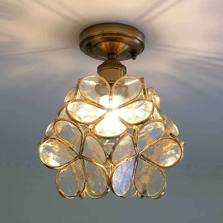 BowLift | PetalLume – Retro Glass Ceiling Lamp with Flowers