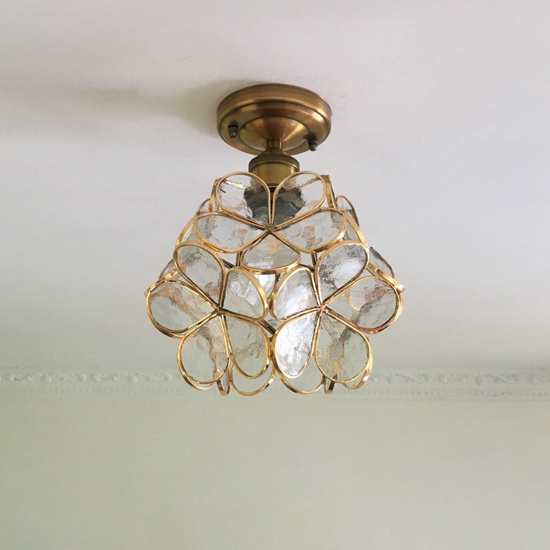 BowLift | PetalLume – Retro Glass Ceiling Lamp with Flowers
