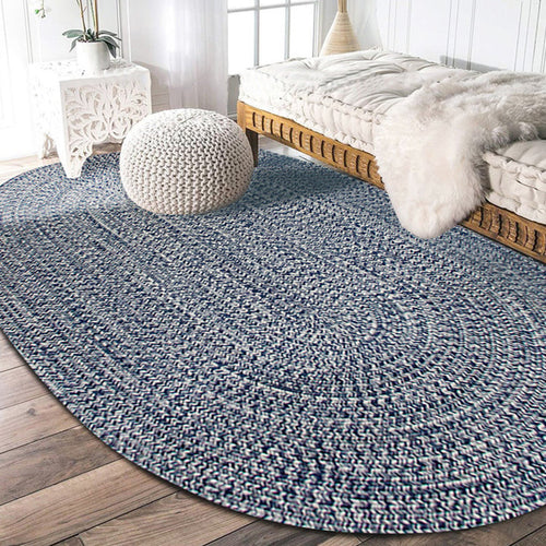 BowLift | Country Solid Color Carpet Blue Polypropylene Carpet Non-Slip Back Washable Pet-Friendly Rug for Home