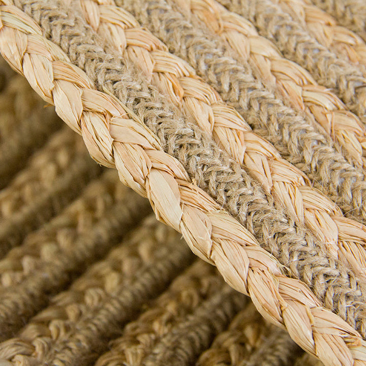 BowLift | Country Circle Pattern Rug Brown Sisal Carpet Non-Slip Back Washable Pet-Friendly Carpet for Home
