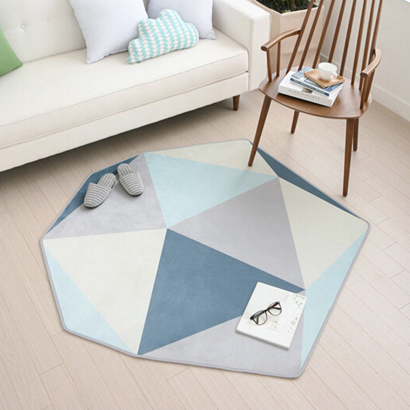 BowLift | Multicolor Geometric Pattern Rug Polyester Contemporary Rug Washable Non-slip Pet-friendly Rug for the Bedroom
