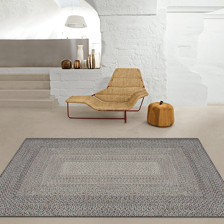 BowLift | Country Geometric Pattern Area Rug Gray and Black Polypropylene Rug Non-Slip Backing Washable Pet-Friendly Carpet for Home