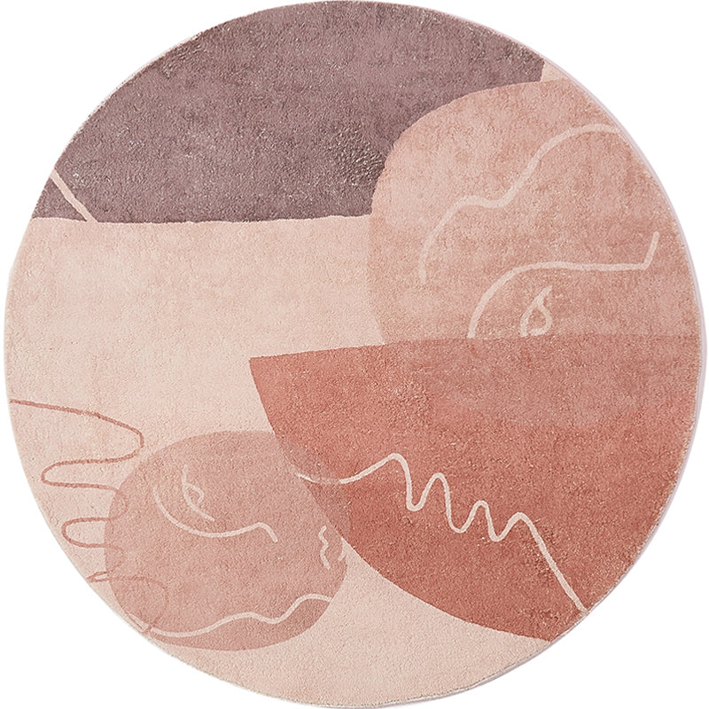 BowLift | Modernist Abstract Carpet Pink Polyester Carpet Non-Slip Pet Friendly Washable Area Rug for Living Room