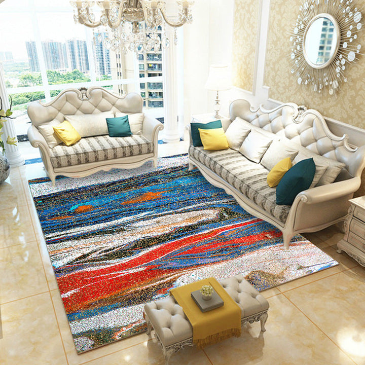 BowLift | Multicolor Living Room Rug Industrial Watercolor Abstract Pattern Rug Polyester Washable Non-Slip Backing Pet-Friendly Rug