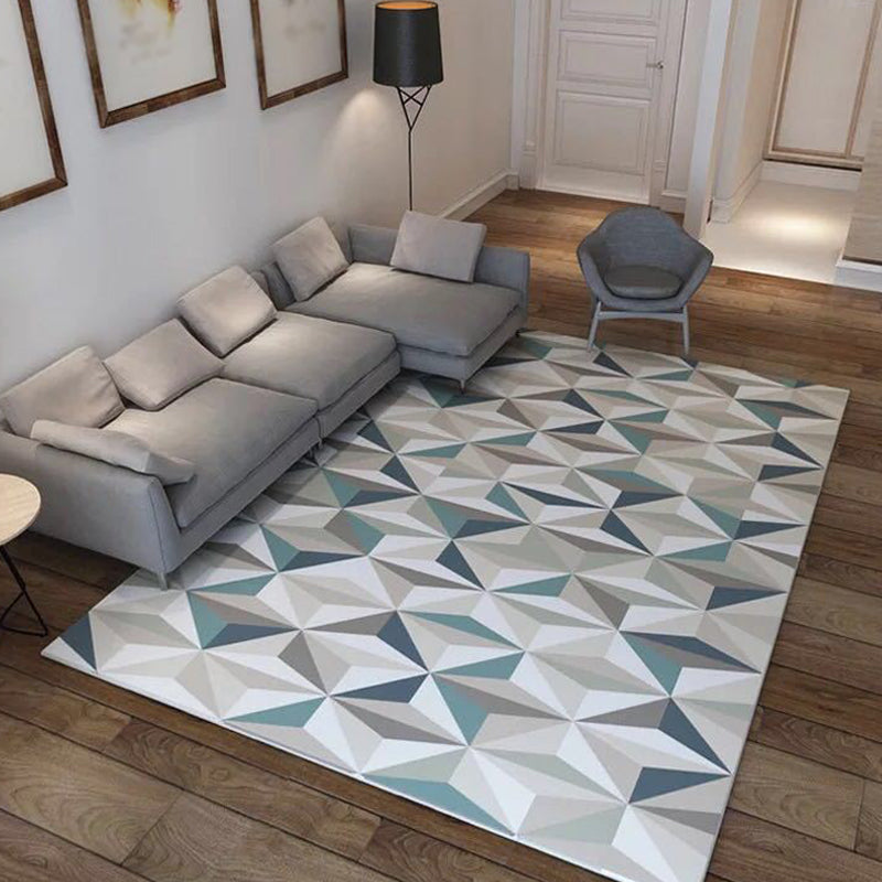 Multicolored geometric patterned rug Polyester rug Pet-friendly Washable Non-slip rug for the living room | Bowlift