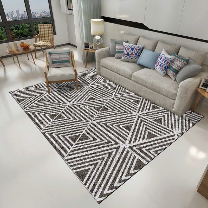 Modernist Geometric Pattern Rug Multicolor Polyester Rug Non-slip Pet-friendly Washable Rug for Living Room | Bowlift