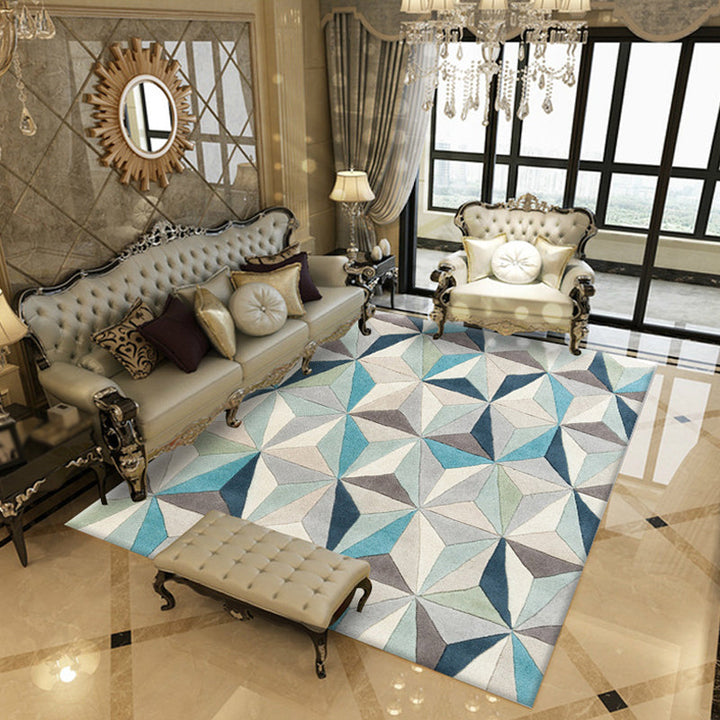 Multicolored geometric patterned rug Polyester rug Pet-friendly Washable Non-slip rug for the living room | Bowlift