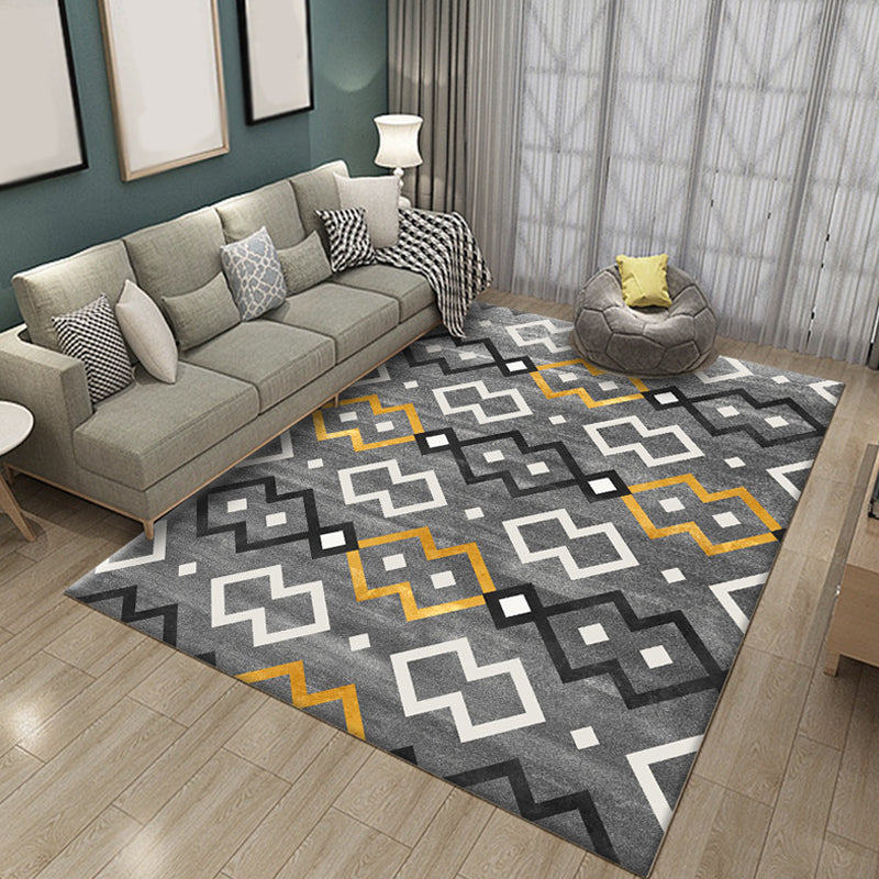 Multicolored geometric patterned rug Polyester rug Pet-friendly Washable Non-slip rug for the living room | Bowlift