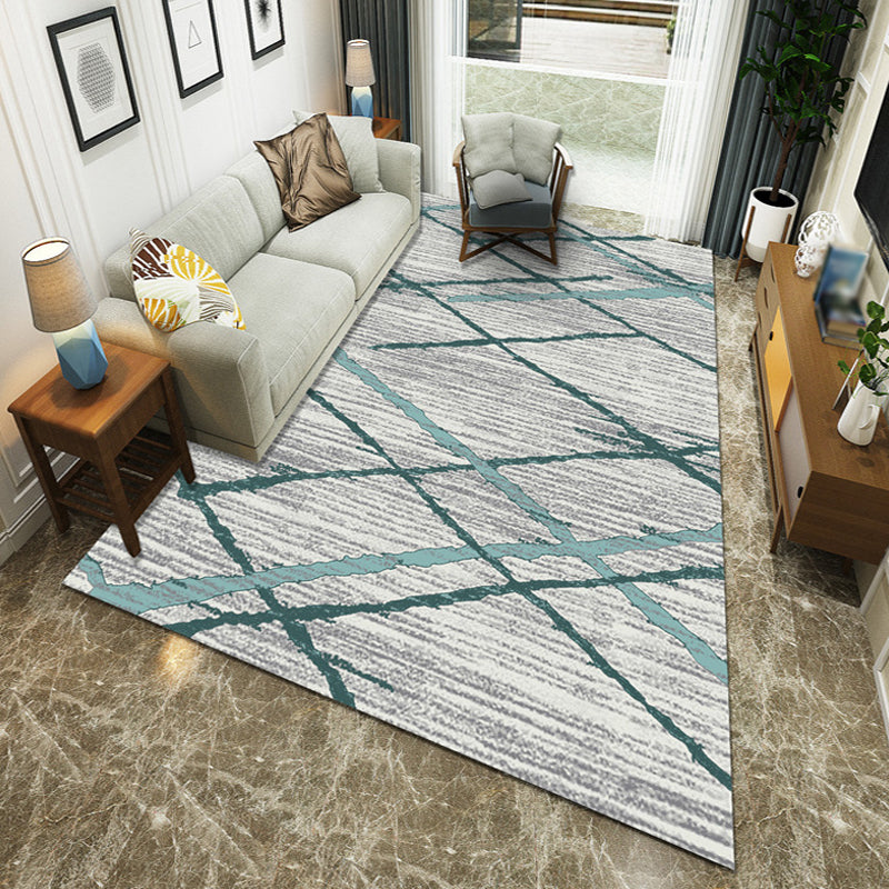 Multicolored living room rug Simple geometric pattern rug Polyester Washable Non-slip backing Pet-friendly rug | Bowlift