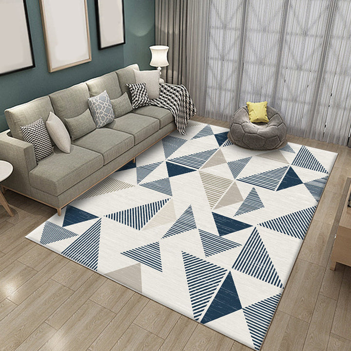 Multicolored living room rug Simple geometric pattern rug Polyester Washable Non-slip backing Pet-friendly rug | Bowlift