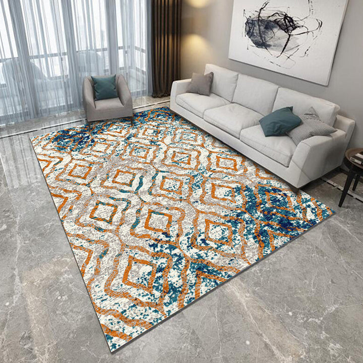 Funky geometric pattern rug Multicolor Modernism rug Polyester Pet-friendly Washable Non-slip rug for the bedroom | Bowlift