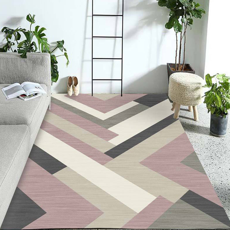 Multicolored geometric patterned rug Polyester rug Pet-friendly Washable Non-slip rug for the living room | Bowlift