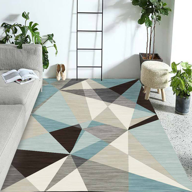 Multicolored geometric patterned rug Polyester rug Pet-friendly Washable Non-slip rug for the living room | Bowlift