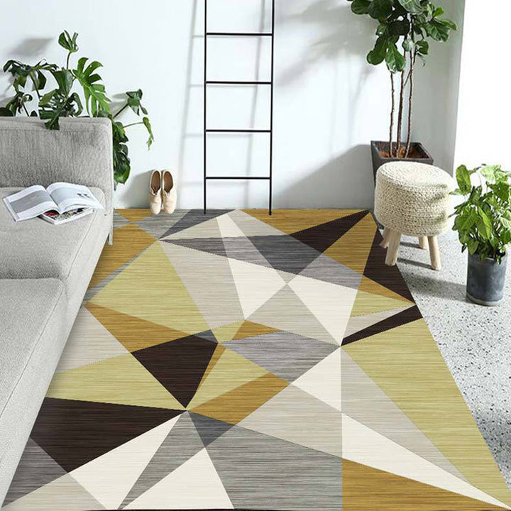 Multicolored geometric patterned rug Polyester rug Pet-friendly Washable Non-slip rug for the living room | Bowlift