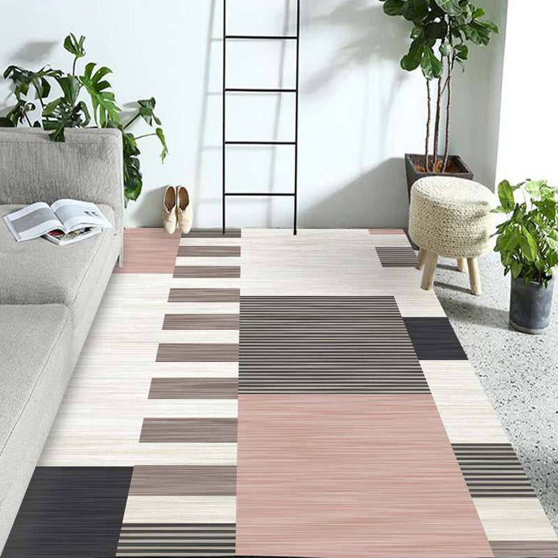 Multicolored geometric patterned rug Polyester rug Pet-friendly Washable Non-slip rug for the living room | Bowlift
