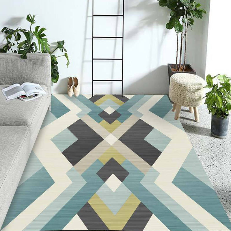 Multicolored geometric patterned rug Polyester rug Pet-friendly Washable Non-slip rug for the living room | Bowlift