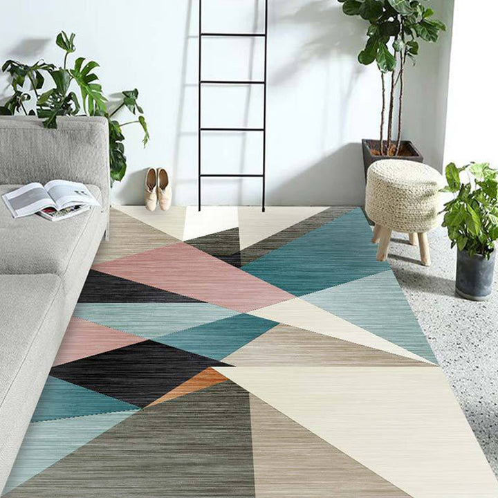 Multicolor Living Room Rug Contemporary Geometric Pattern Rug Polyester Washable Non-Slip Backing Pet-Friendly Rug | Bowlift