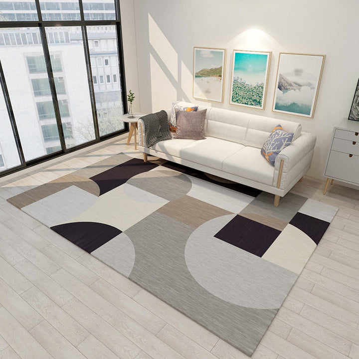 Modern geometric patterned rug Multi-colored polyester rug Non-slip pet-friendly washable rug for the living room | Bowlift