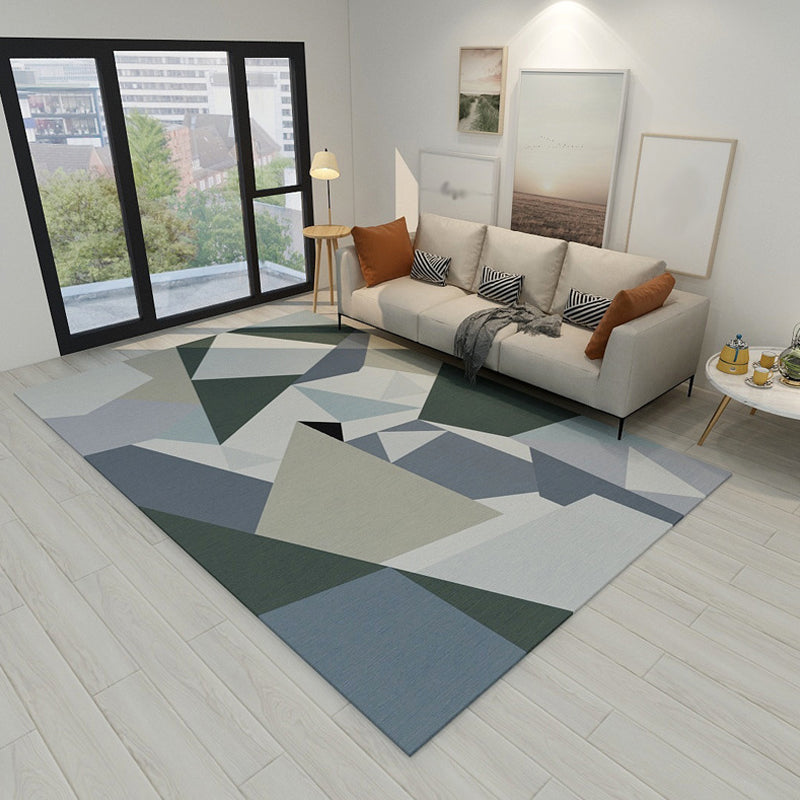 Modern geometric patterned rug Multi-colored polyester rug Non-slip pet-friendly washable rug for the living room | Bowlift