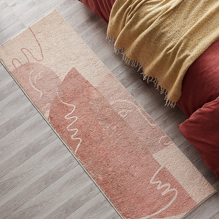 BowLift | Creative Abstract Carpet Red and Pink Modernism Carpet Polyester Pet Friendly Washable Non-Slip Area Rug for Bedroom