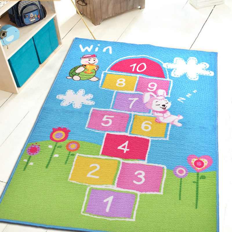 BowLift | Multicolor Number Pattern Rug Polyester Kids Rug Pet Friendly Washable Non-Slip Rug for Bedroom