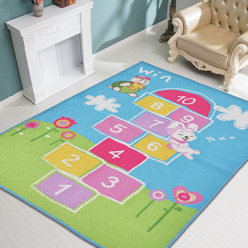 BowLift | Multicolor Number Pattern Rug Polyester Kids Rug Pet Friendly Washable Non-Slip Rug for Bedroom