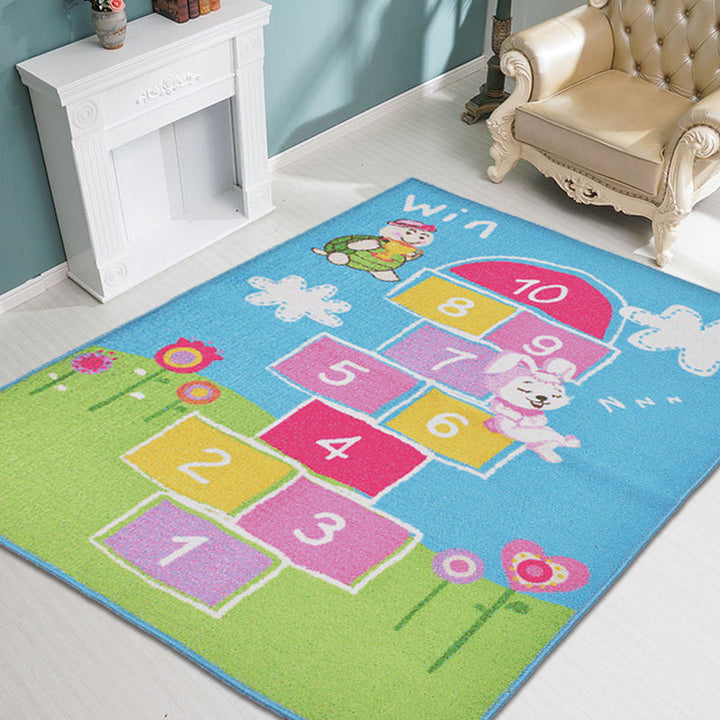 BowLift | Multicolor Number Pattern Rug Polyester Kids Rug Pet Friendly Washable Non-Slip Rug for Bedroom