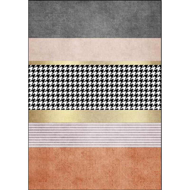 Modernist Houndstooth Pattern Carpet Orange Polyester Carpet Non-Slip Pet-Friendly Washable Carpet for Bedroom | Bowlift