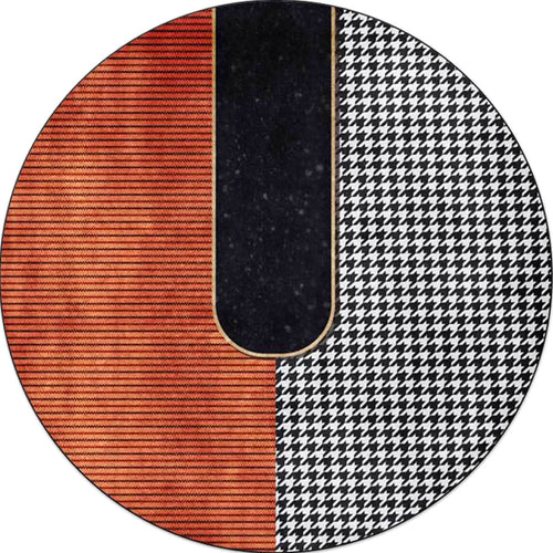 Orange Houndstooth Pattern Carpet Polyester Minimalist Carpet Pet-Friendly Washable Non-Slip Carpet for the Living Room | Bowlift