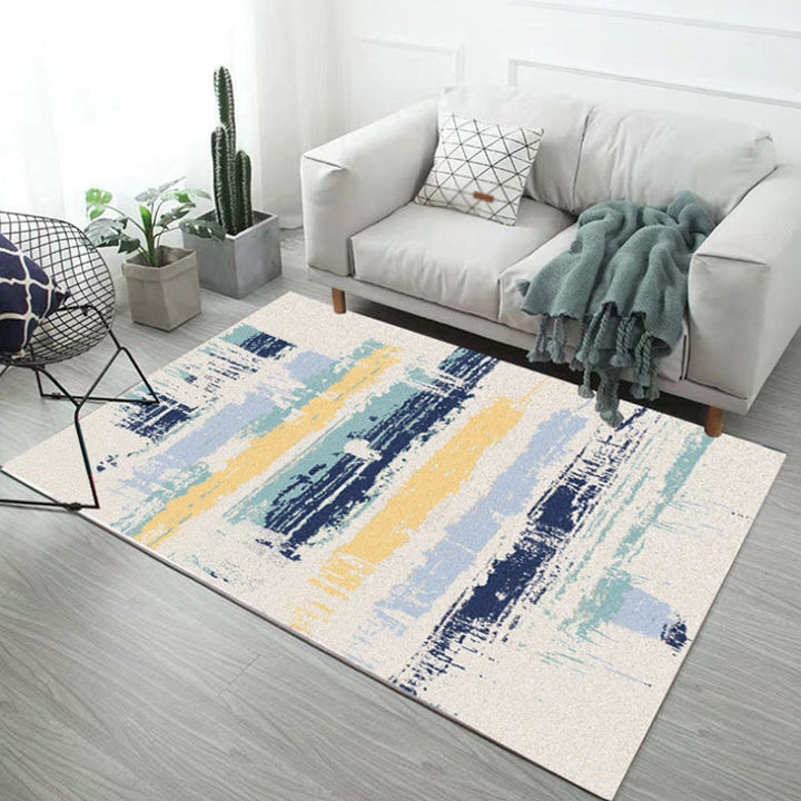 BowLift | Industrial Abstract Floor Rug Multicolor Polyester Rug Non-Slip Pet Friendly Washable Area Rug for Bedroom