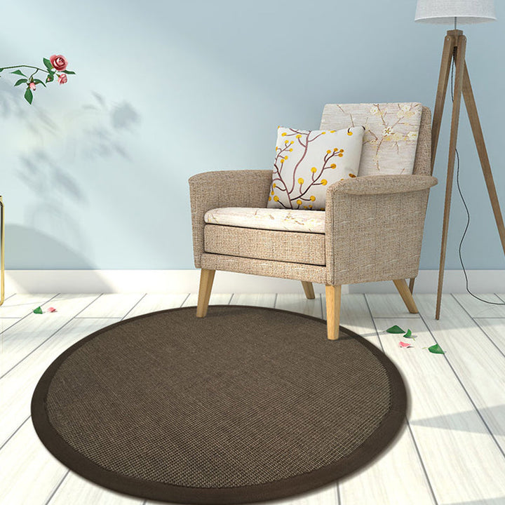 BowLift | Brown Living Room Rug Rustic Circle Pattern Rug Sisal Washable Non-Slip Backing Pet-Friendly Rug