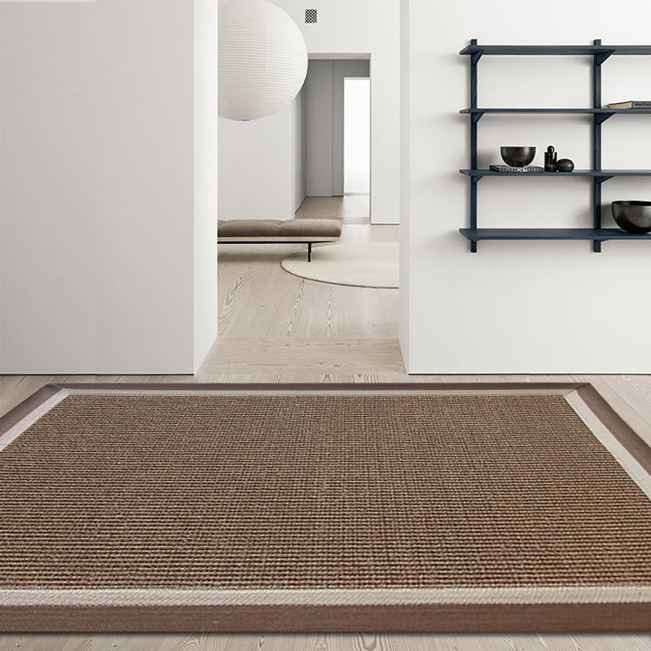 BowLift | Casual Plain Rug Brown and Blue Rustic Rug Jute Pet Friendly Washable Non-Slip Rug for Decoration