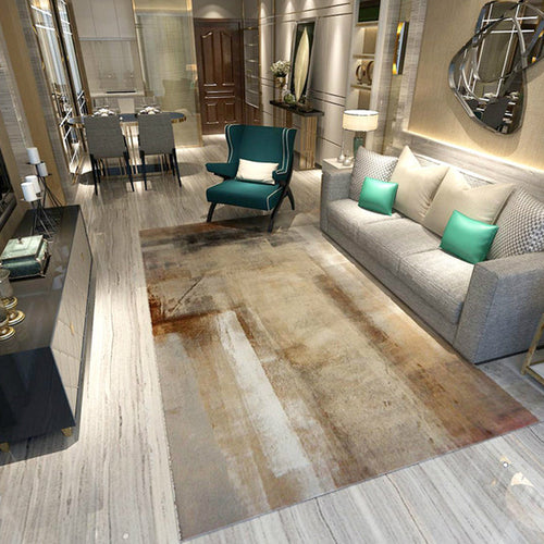 BowLift | Industrial Brushstroke Pattern Carpet Multicolor Polyester Carpet Non-Slip Pet-Friendly Washable Carpet for Bedroom