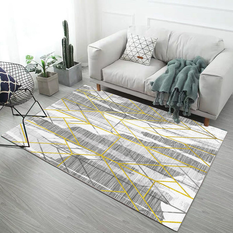 BowLift | Multicolor Living Room Rug Industrial Abstract Geometric Pattern Rug Polyester Washable Non-Slip Backing Pet-Friendly Rug