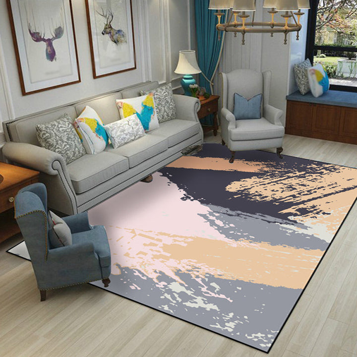 BowLift | Stylish Abstract Geometric Patterns Carpet Multicolor Industrial Carpet Polyester Pet Friendly Washable Non-Slip Rug for Bedroom
