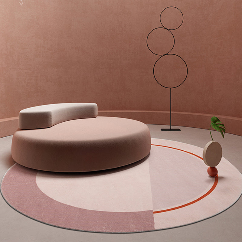 BowLift | Modern Color Block Carpet Pink and Red Polyester Carpet Non-Slip Pet-Friendly Washable Rug for Bedroom