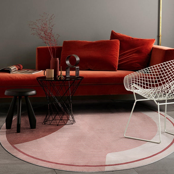 BowLift | Modern Color Block Carpet Pink and Red Polyester Carpet Non-Slip Pet-Friendly Washable Rug for Bedroom